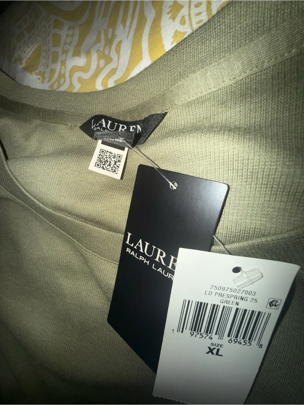 NWT XL 2025 pre spring collection Lauren Ralph Lauren Olive Tie-Waist Midi Dress - Picture 2 of 5